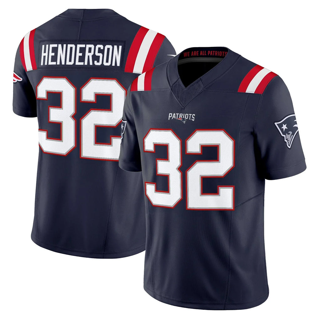 Blackjersey NE.Patriots #32 TreVeyon Henderson Player Navy Limited Vapor F.U.S.E. Home Game Stitched Jerseys