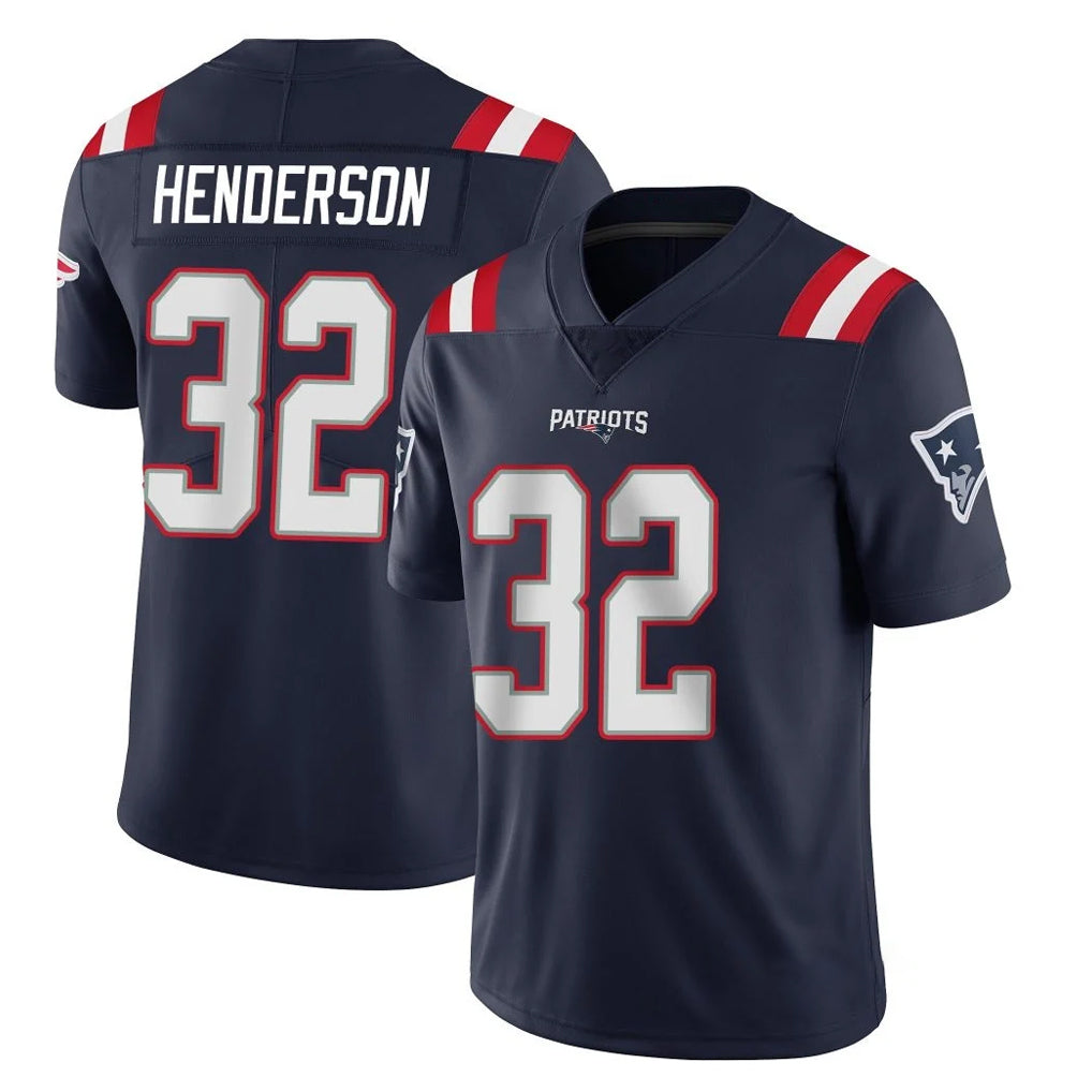 Blackjersey NE.Patriots #32 TreVeyon Henderson Player Navy Vapor Untouchable Home Game Stitched Jerseys
