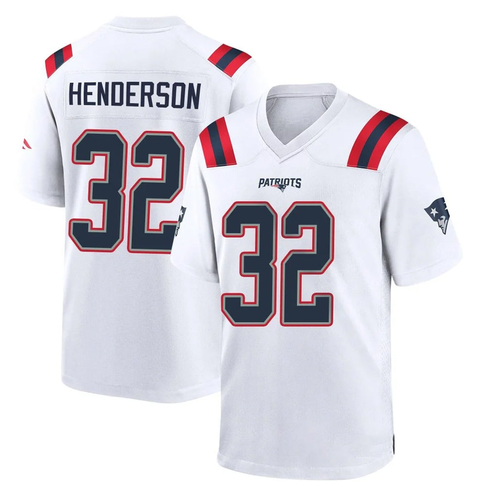 Blackjersey NE.Patriots #32 TreVeyon Henderson Player White Home Game Stitched Jerseys