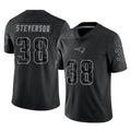Blackjersey NE.Patriots #38 Rhamondre Stevenson Player Black Reflective LImited Home Game Stitched Jerseys