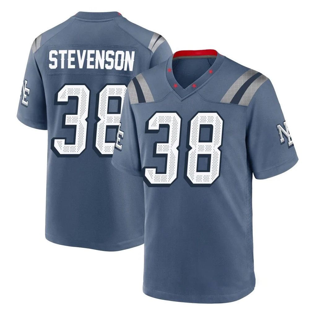 Blackjersey NE.Patriots #38 Rhamondre Stevenson Player Blue Rivalries Collection Home Game Stitched Jerseys
