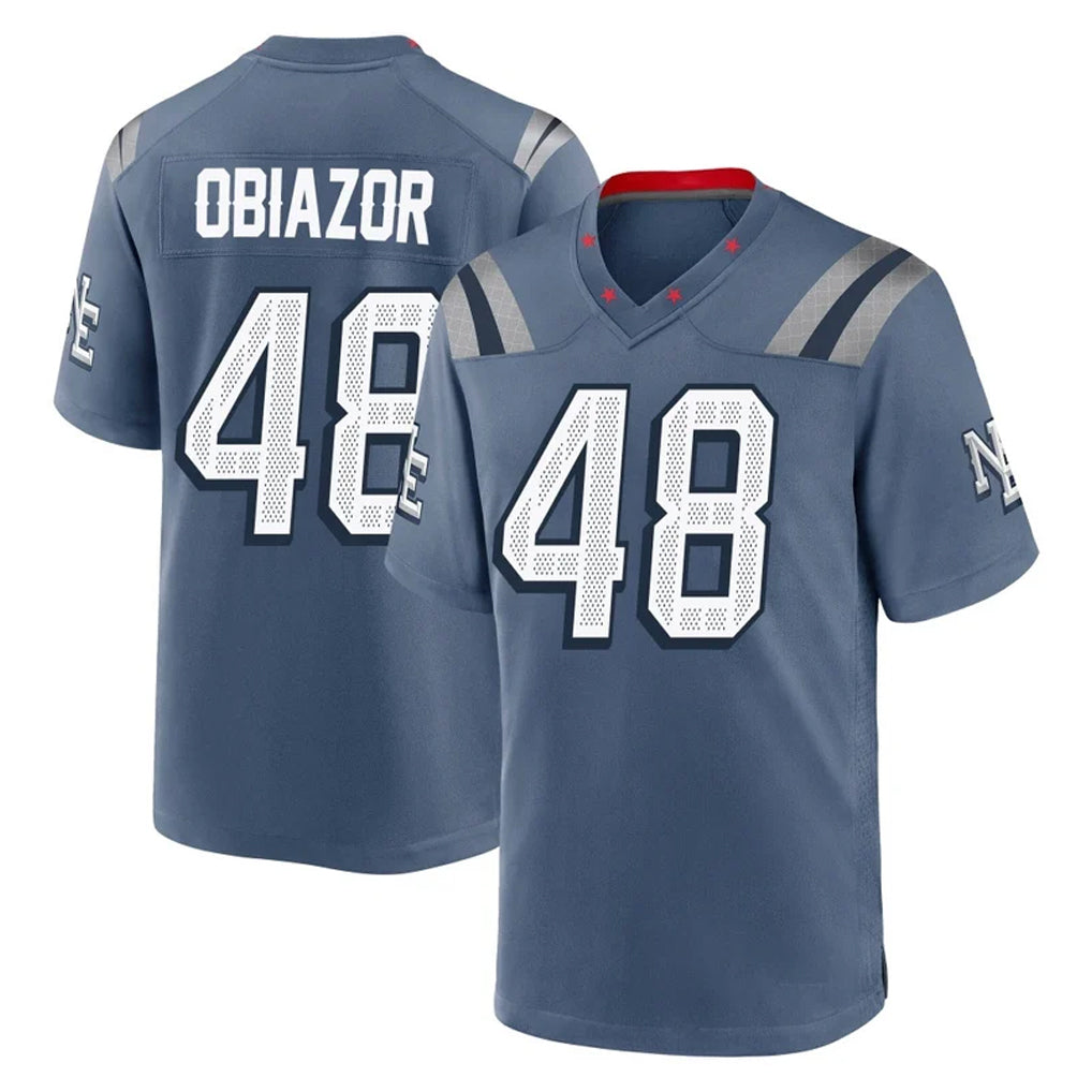 Blackjersey NE.Patriots #48 Namdi Obiazor Player Blue Rivalries Collection Home Game Stitched Jerseys