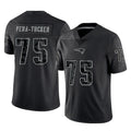 Blackjersey NE.Patriots #75 Alijah Vera-Tucker Player Black Reflective LImited Home Game Stitched Jerseys