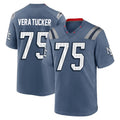 Blackjersey NE.Patriots #75 Alijah Vera-Tucker Player Blue Rivalries Collection Home Game Stitched Jerseys