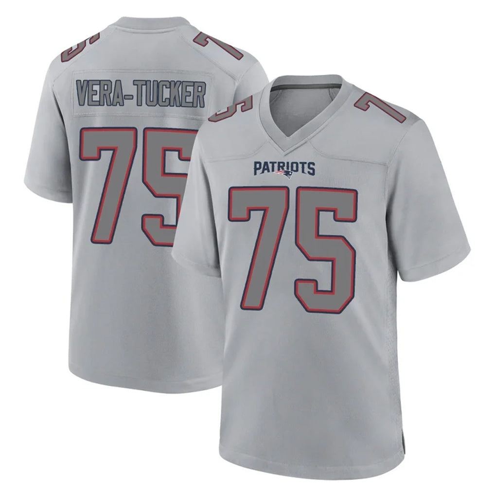 Blackjersey NE.Patriots #75 Alijah Vera-Tucker Player Gray Fashion Limited Home Game Stitched Jerseys