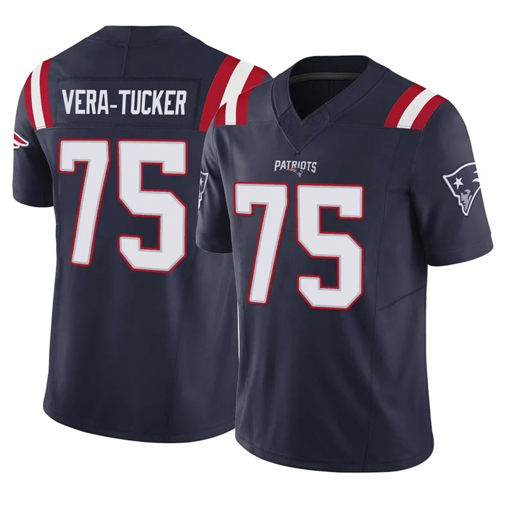 Blackjersey NE.Patriots #75 Alijah Vera-Tucker Player Navy Limited Vapor F.U.S.E. Home Game Stitched Jerseys
