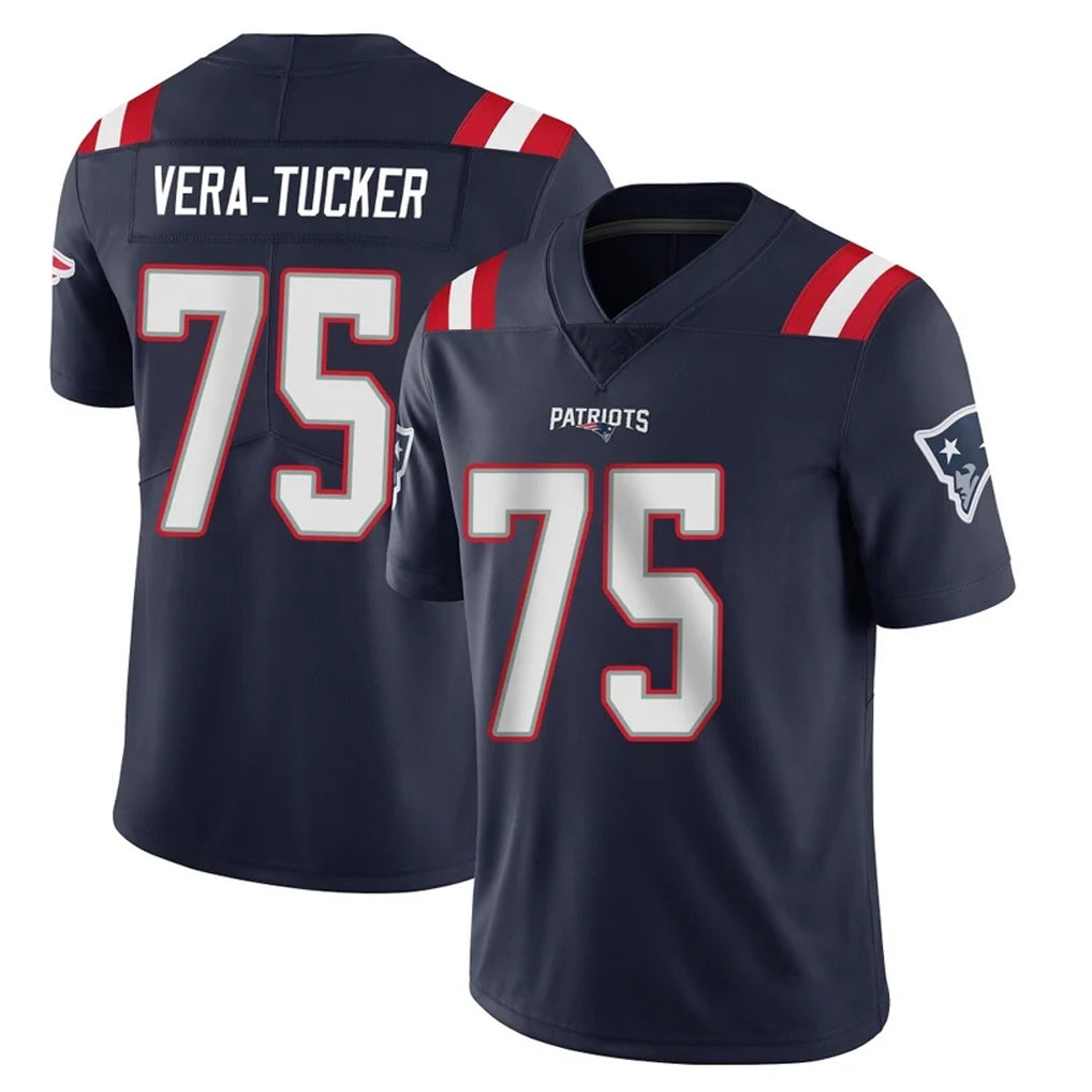 Blackjersey NE.Patriots #75 Alijah Vera-Tucker Player Navy Vapor Untouchable Home Game Stitched Jerseys