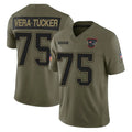 Blackjersey NE.Patriots #75 Alijah Vera-Tucker Player Olive 2025 Salute To Service Limited Stitched Jerseys