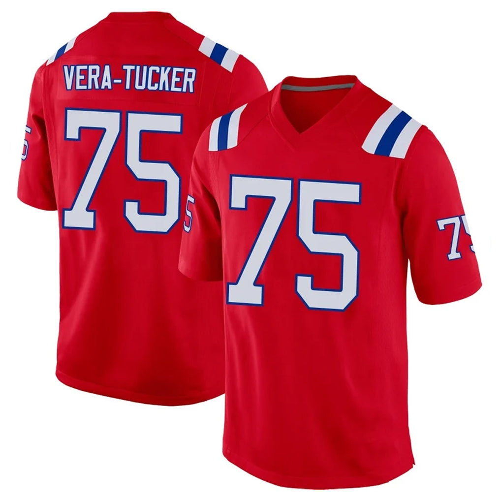 Blackjersey NE.Patriots #75 Alijah Vera-Tucker Player Red Home Game Stitched Jerseys
