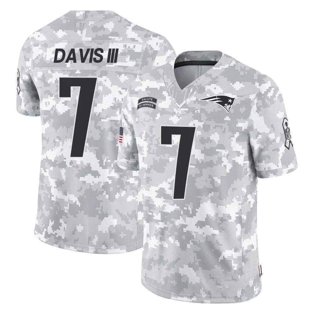 Blackjersey NE.Patriots #7 Carlton Davis III Player Arctic Camo Salute To Service Limited Game Stitched Jerseys