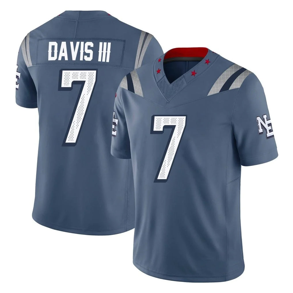 Blackjersey NE.Patriots #7 Carlton Davis III Player Blue Limited Rivalries Collection Home Game Stitched Jerseys