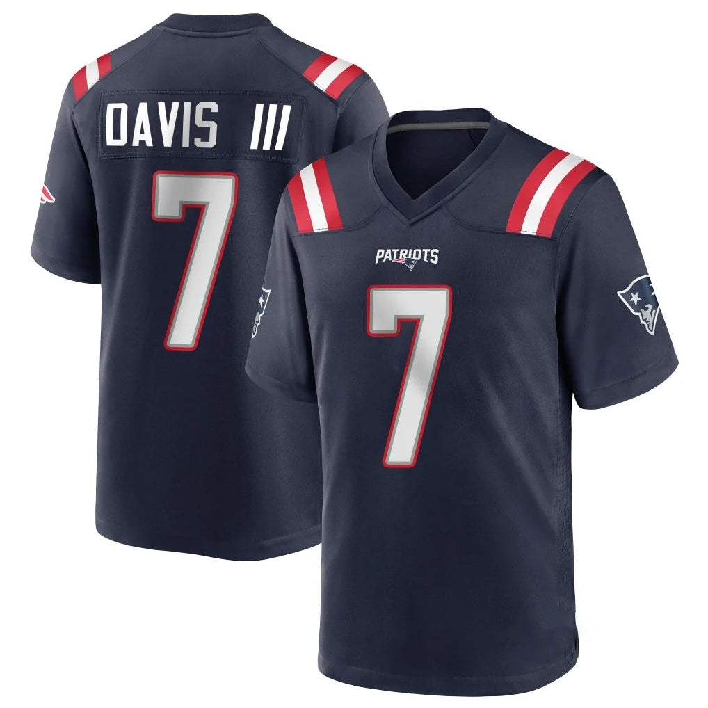 Blackjersey NE.Patriots #7 Carlton Davis III Player Navy Home Game Stitched Jerseys