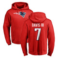 Blackjersey NE.Patriots #7 Carlton Davis III Player Red LOGO Pullover Hoodies Home Game Stitched Jerseys
