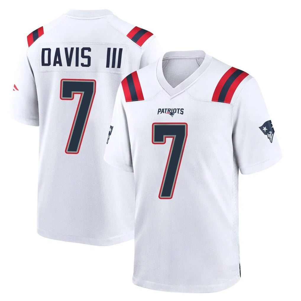 Blackjersey NE.Patriots #7 Carlton Davis III Player White Home Game Stitched Jerseys