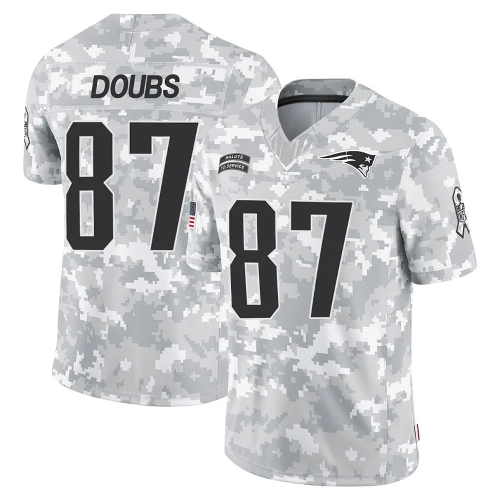 Blackjersey NE.Patriots #87 Romeo Doubs Player Arctic Camo Salute To Service Limited Game Stitched Jerseys