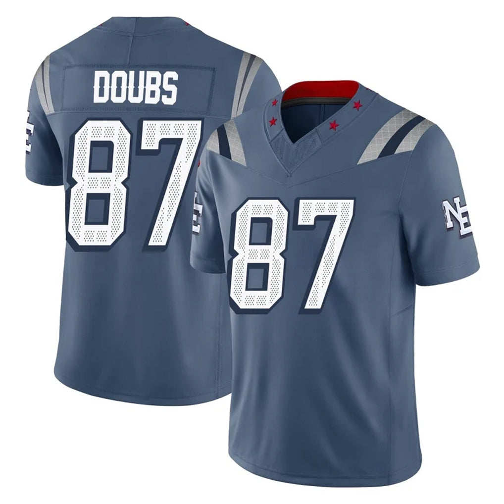 Blackjersey NE.Patriots #87 Romeo Doubs Player Blue Limited Rivalries Collection Home Game Stitched Jerseys