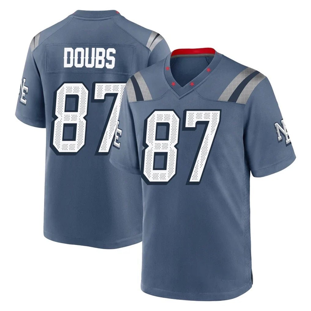 Blackjersey NE.Patriots #87 Romeo Doubs Player Blue Rivalries Collection Home Game Stitched Jerseys
