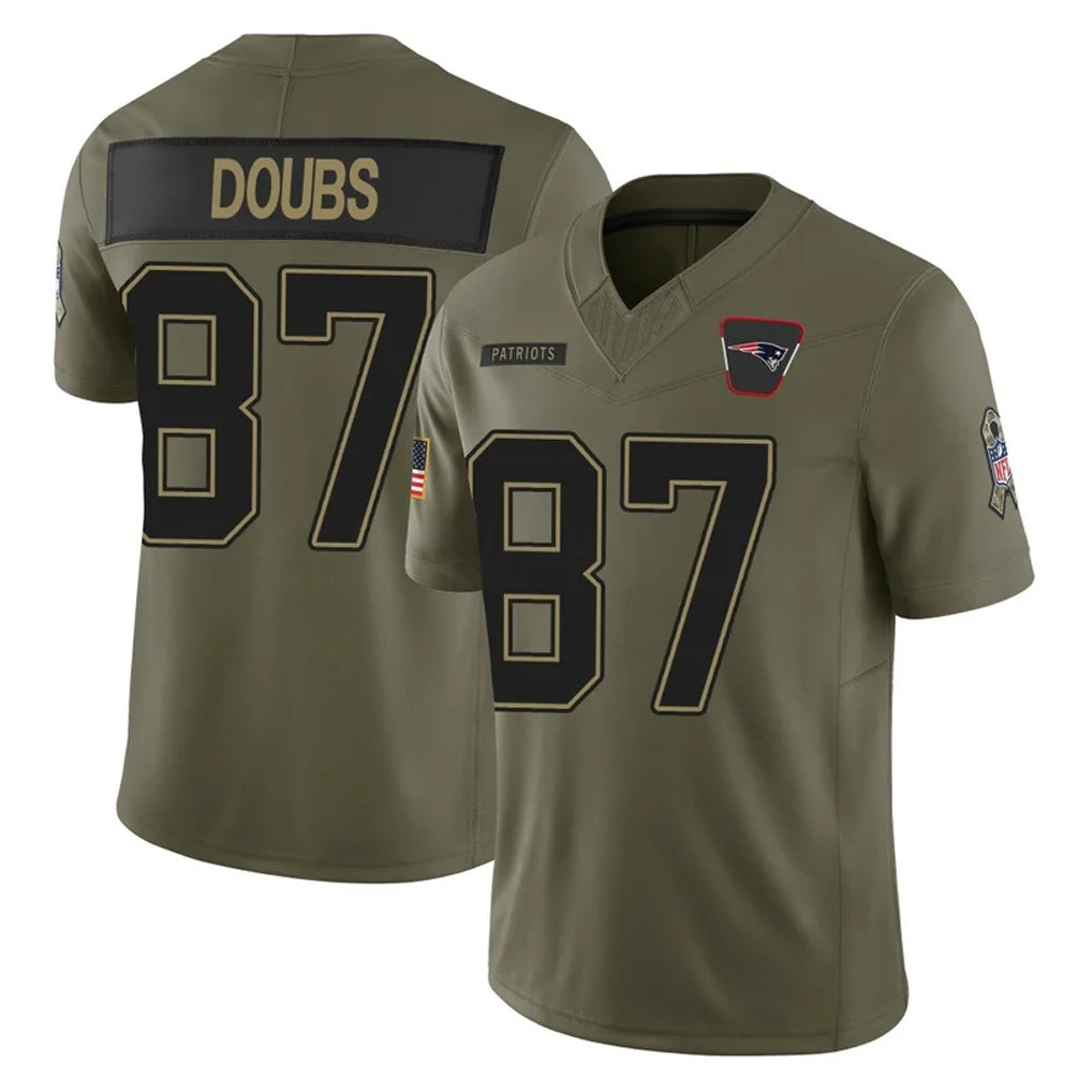 Blackjersey NE.Patriots #87 Romeo Doubs Player Olive 2025 Salute To Service Limited Stitched Jerseys