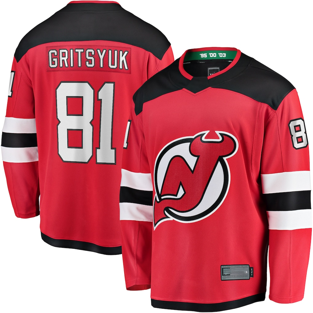 Blackjersey NJ.Devils #81 Arseny Gritsyuk Red Home Breakaway Jerseys