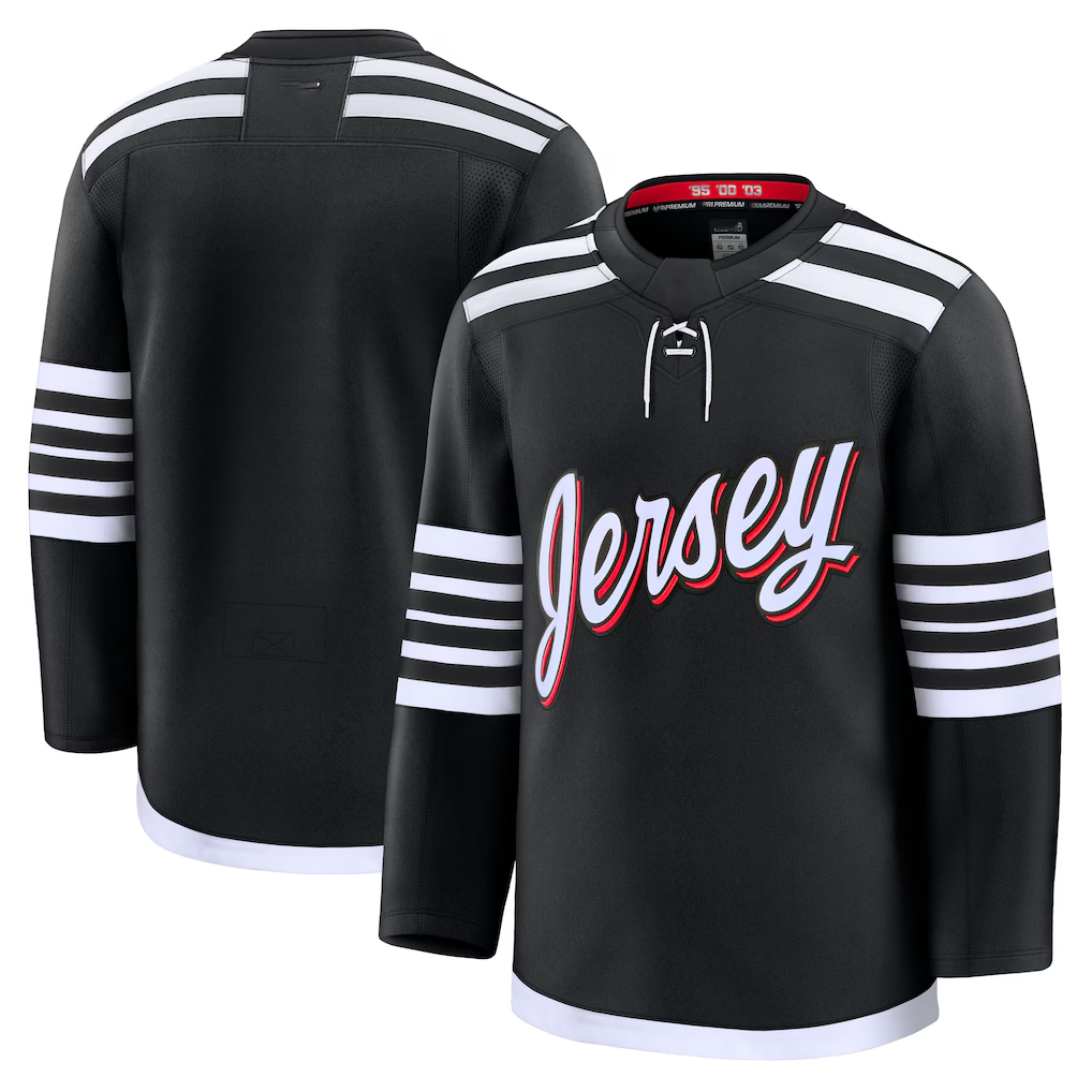 Blackjersey NJ.Devils Black Alternate Premium Jerseys