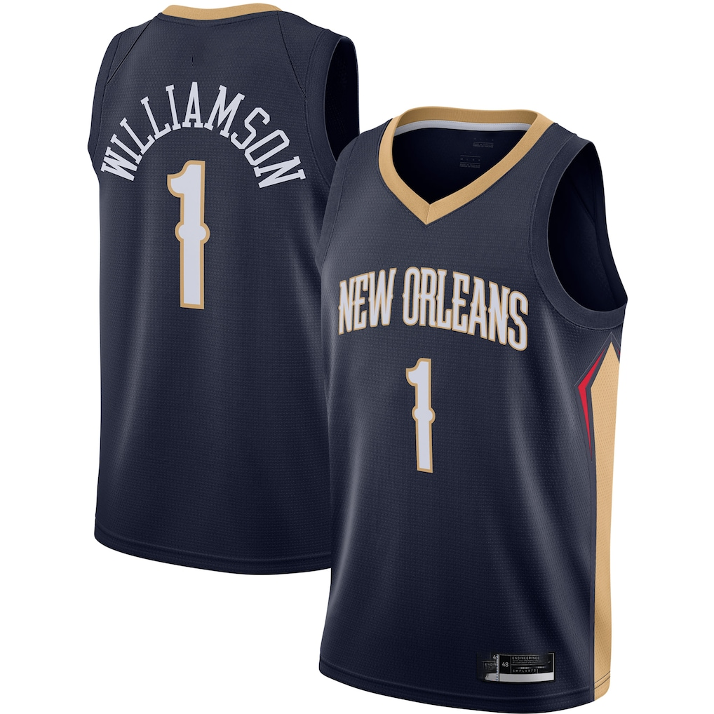 Blackjersey NO.Pelicans #1 Zion Williamson Navy Swingman Stitched Jerseys- Icon Edition