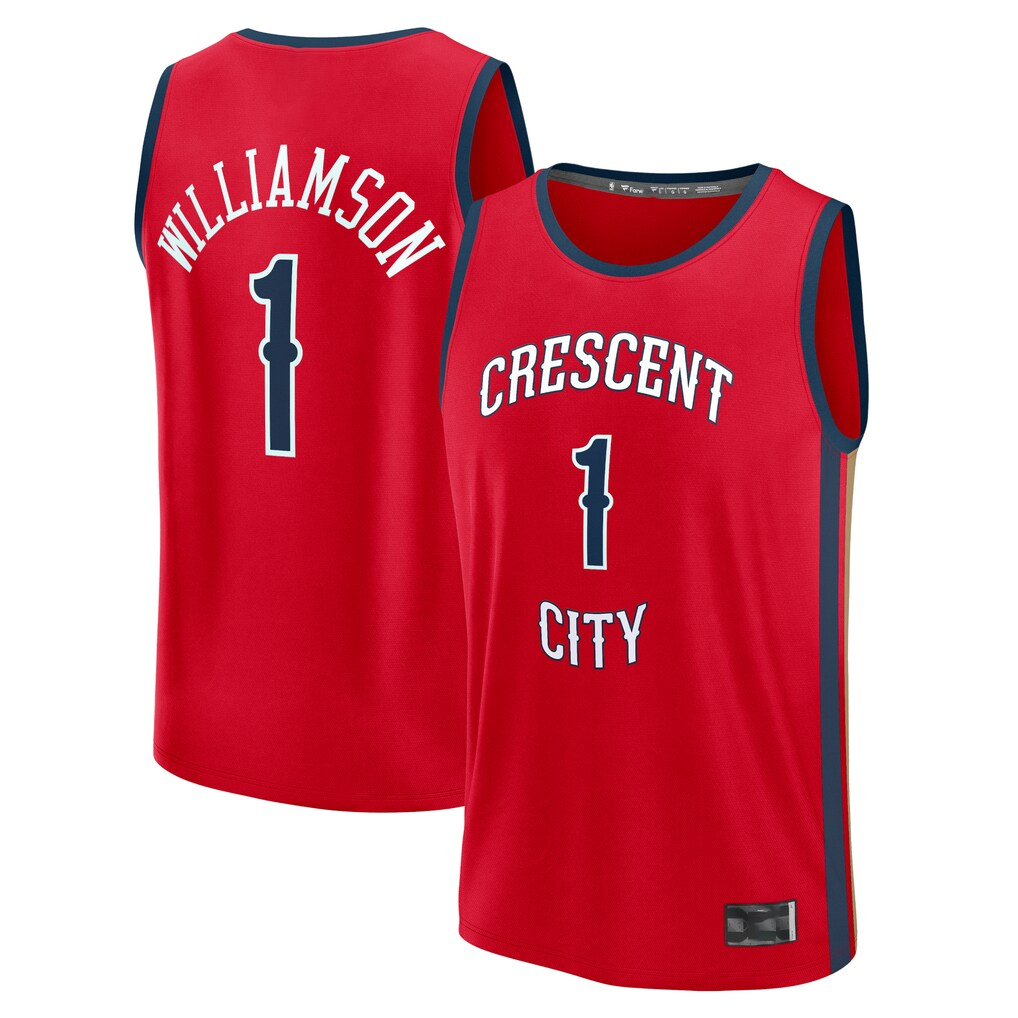 Blackjersey NO.Pelicans #1 Zion Williamson Red Fast Break Replica Player Stitched Jerseys- Statement Edition