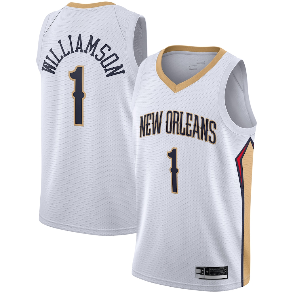 Blackjersey NO.Pelicans #1 Zion Williamson White 20192020 Swingman Stitched Jerseys- Association Edition