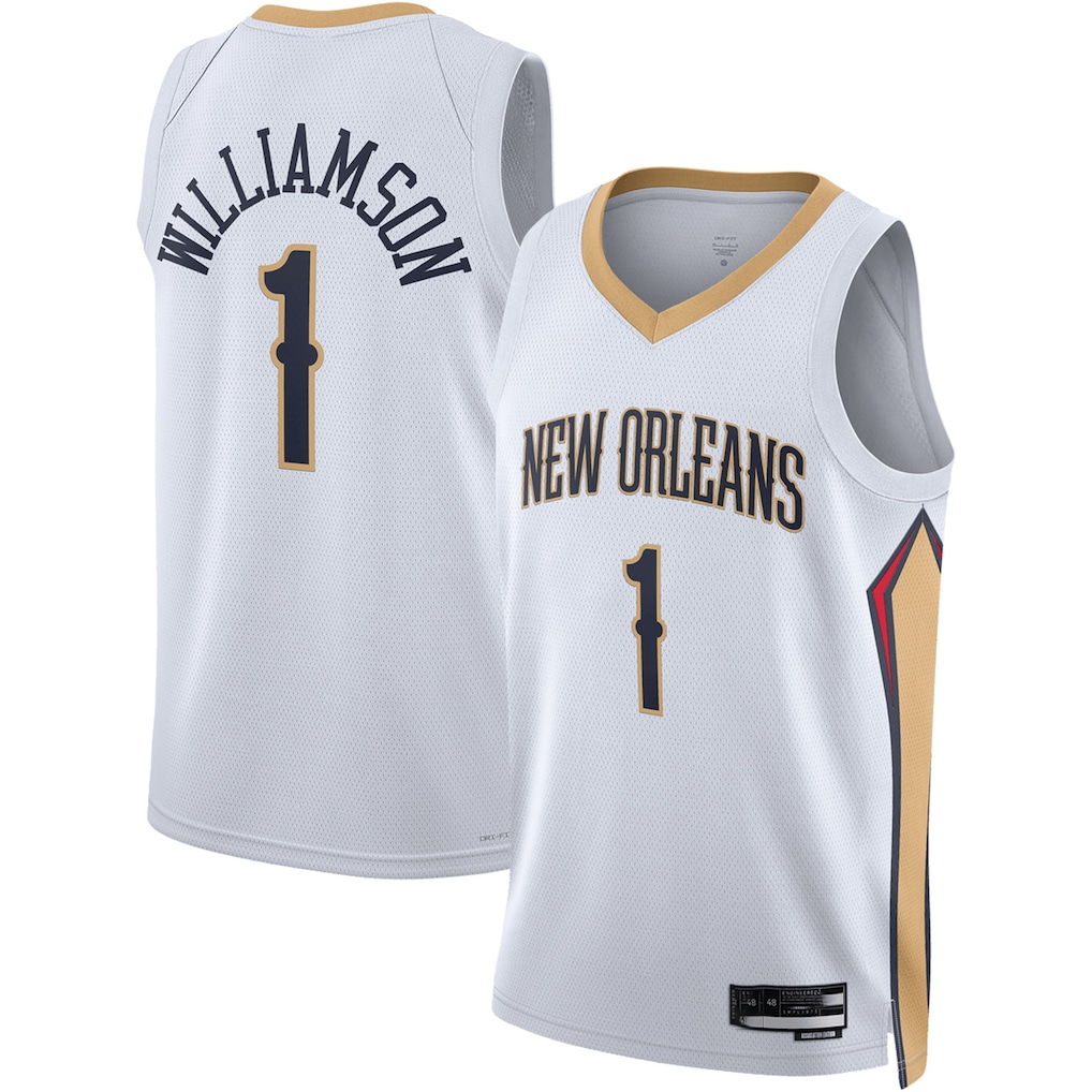 Blackjersey NO.Pelicans #1 Zion Williamson White Swingman Stitched Jerseys- Association Edition