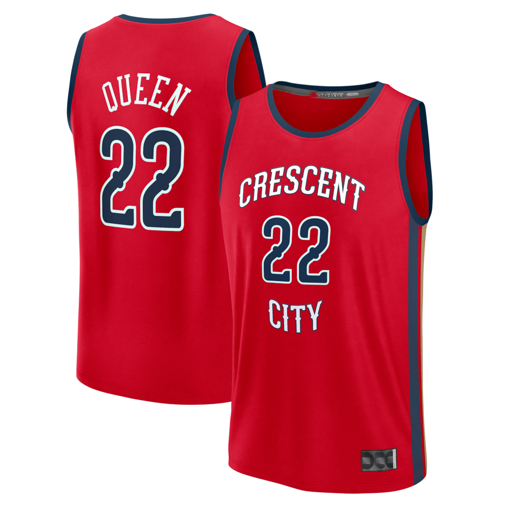 Blackjersey NO.Pelicans #22 Derik Queen Red Fast Break Replica Player Stitched Jerseys- Statement Edition