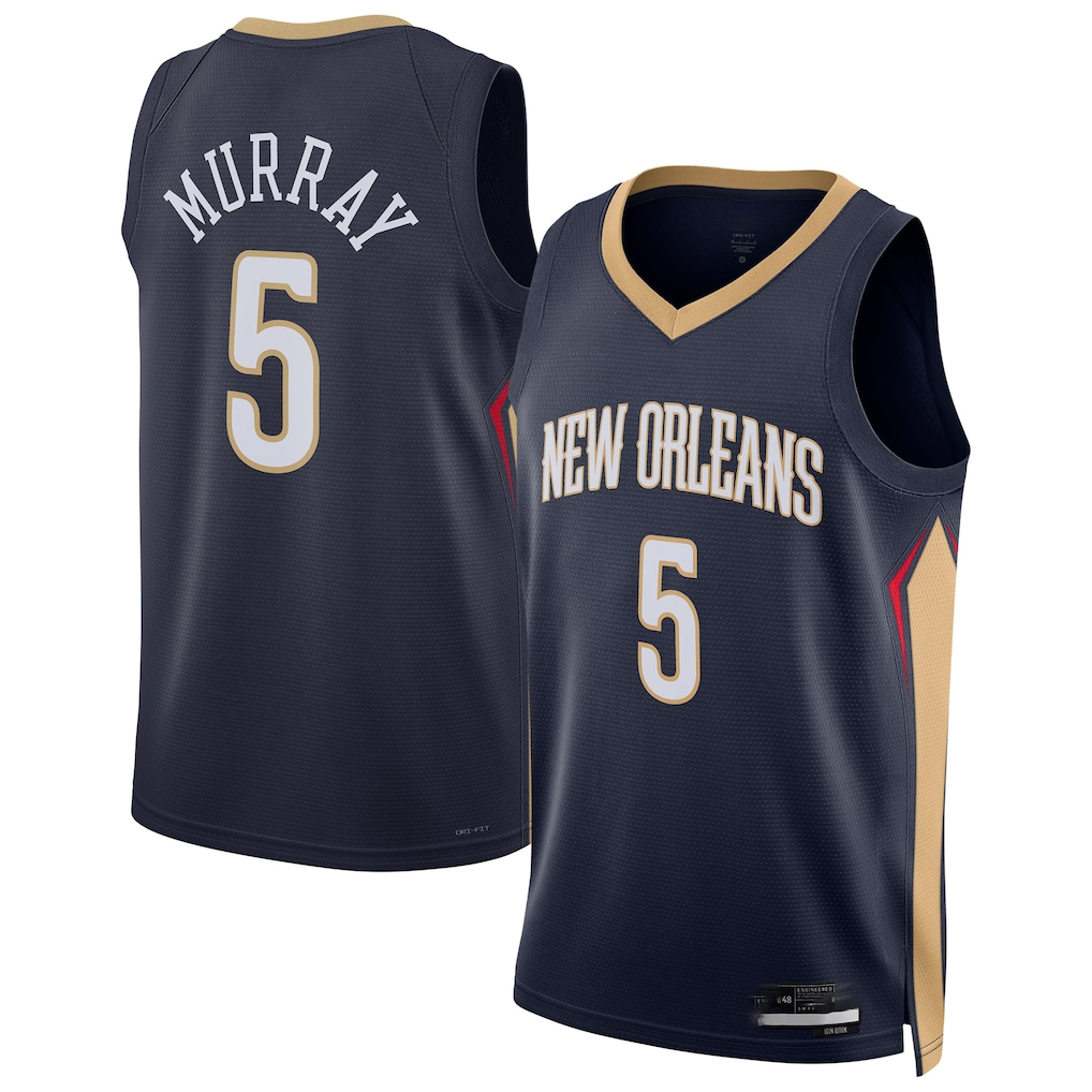 Blackjersey NO.Pelicans #5 Dejounte Murray Navy 2024 Offseason Addition Swingman Stitched Jerseys