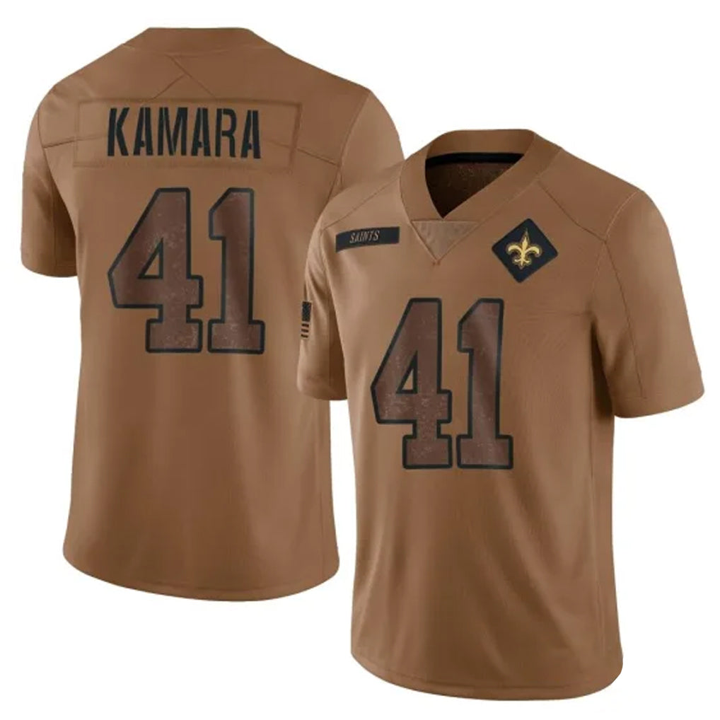 Blackjersey NO.Saints #41 Alvin Kamara Player Brown Salute To Service Limited Stitched Jerseys