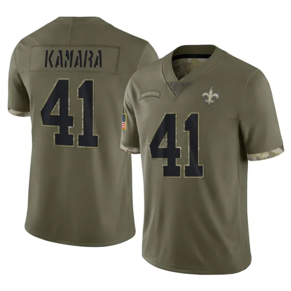 Blackjersey NO.Saints #41 Alvin Kamara Player Olive Salute To Service Limited Stitched Jerseys