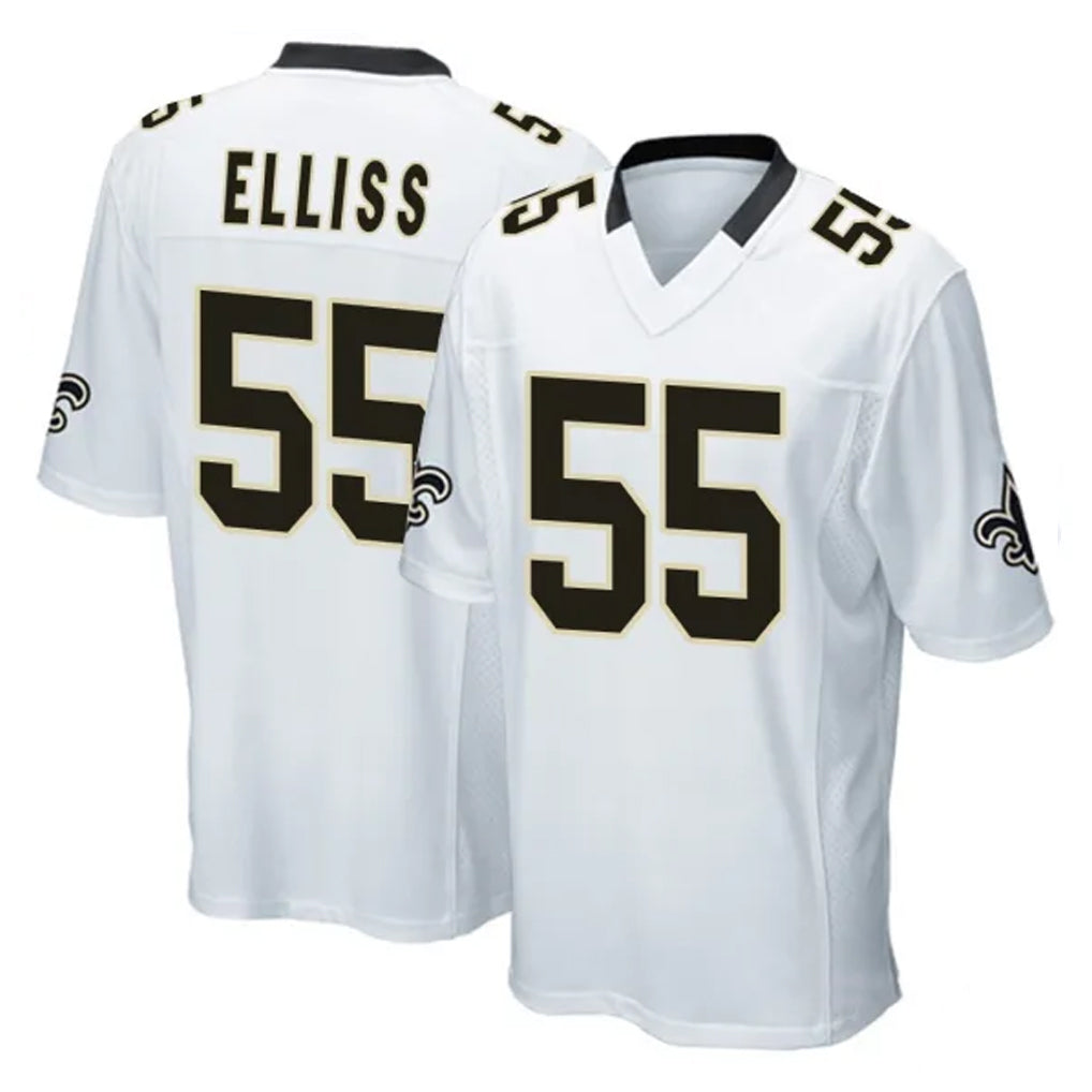 Blackjersey NO.Saints #55 Kaden Elliss Player White Home Game Stitched Jerseys