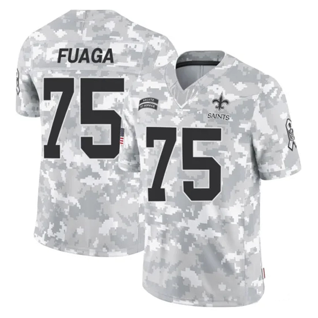 Blackjersey NO.Saints #75 Taliese Fuaga Player Arctic Camo Salute To Service Limited Game Stitched Jerseys