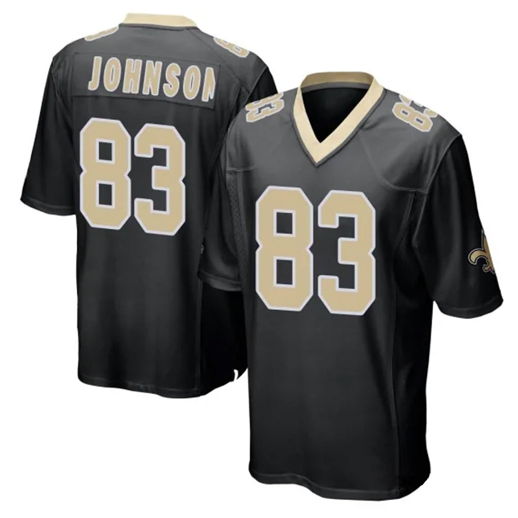 Blackjersey NO.Saints #83 Juwan Johnson Player Black Home Game Stitched Jerseys