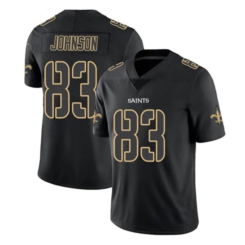 Blackjersey NO.Saints #83 Juwan Johnson Player Black Impact Limited Home Game Stitched Jerseys