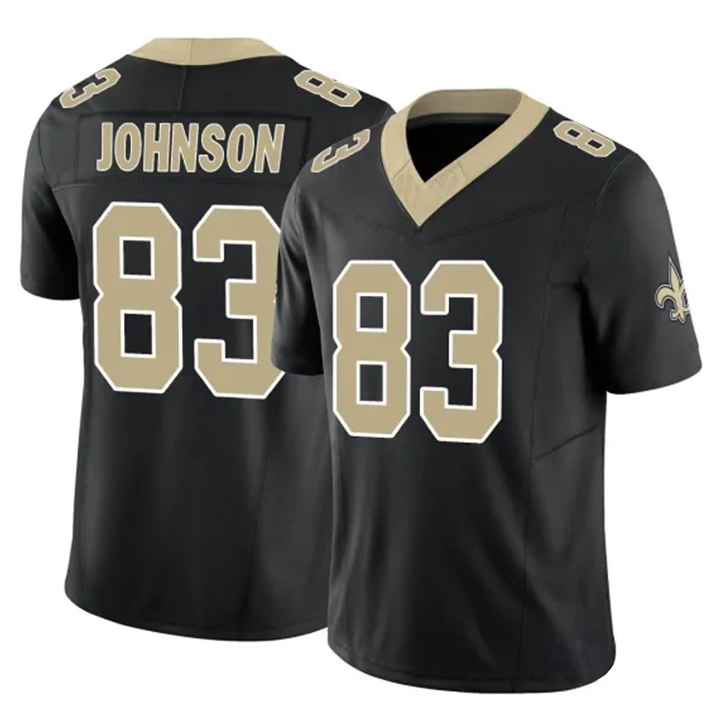 Blackjersey NO.Saints #83 Juwan Johnson Player Black Limited Vapor F.U.S.E. Home Game Stitched Jerseys