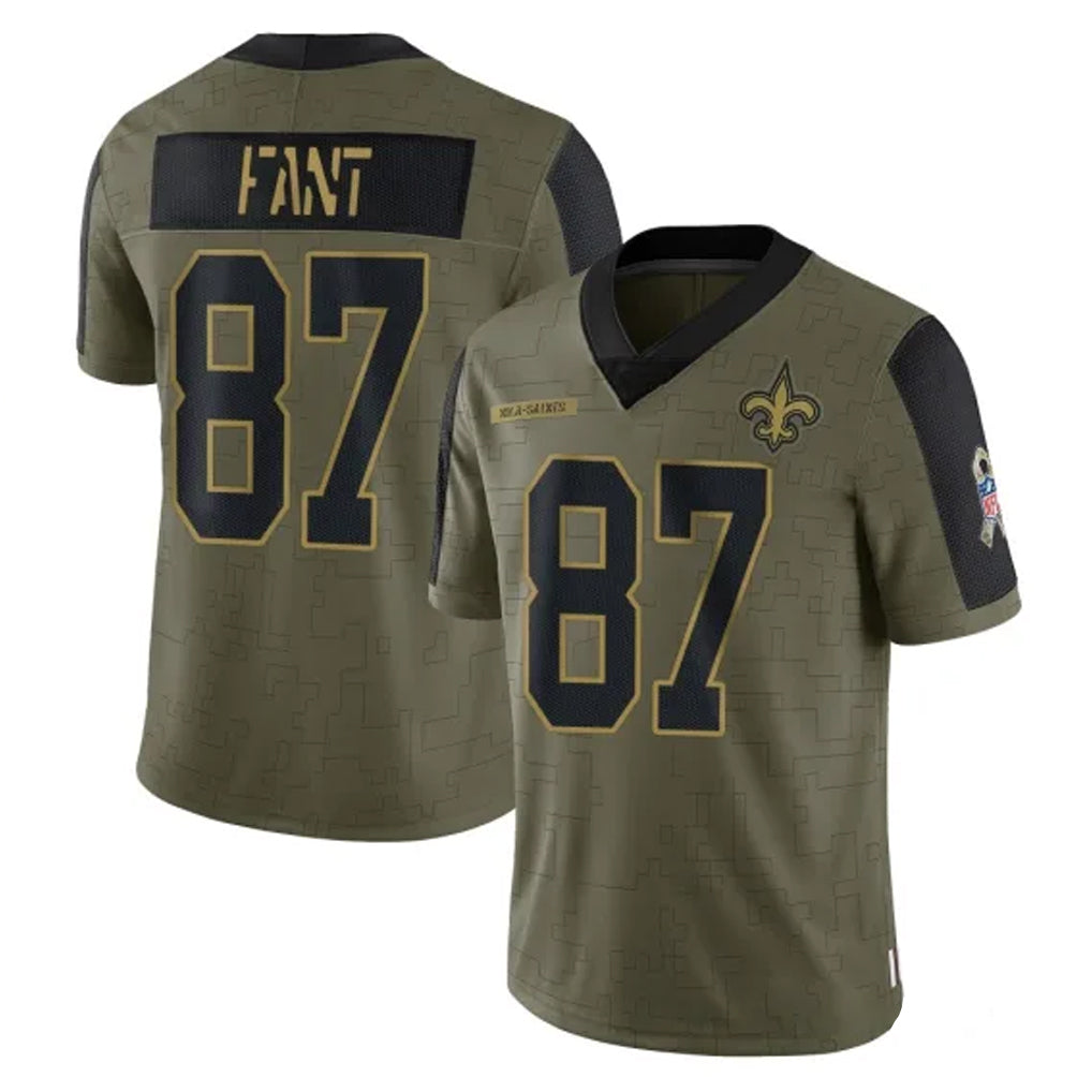 Blackjersey NO.Saints #87 Noah Fant Player Olive Salute To Service Limited Game Stitched Jerseys