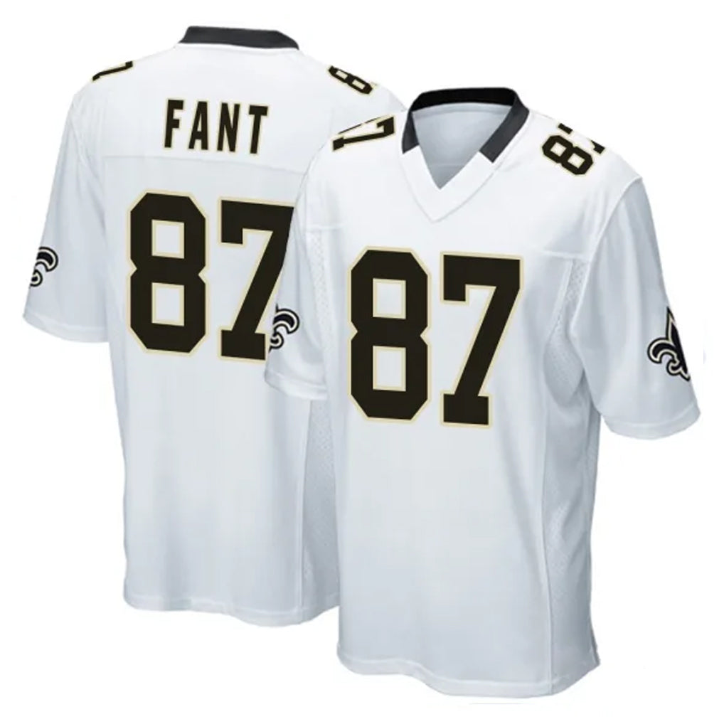 Blackjersey NO.Saints #87 Noah Fant Player White Home Game Stitched Jerseys