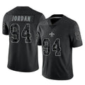 Blackjersey NO.Saints #94 Cameron Jordan Player Black Limited Reflective Home Game Stitched Jerseys