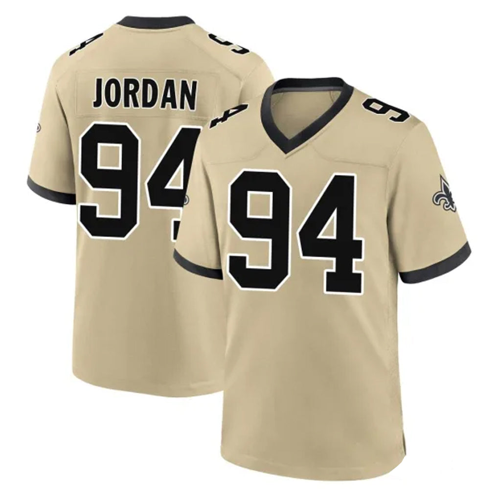 Blackjersey NO.Saints #94 Cameron Jordan Player Gold Home Game Stitched Jerseys