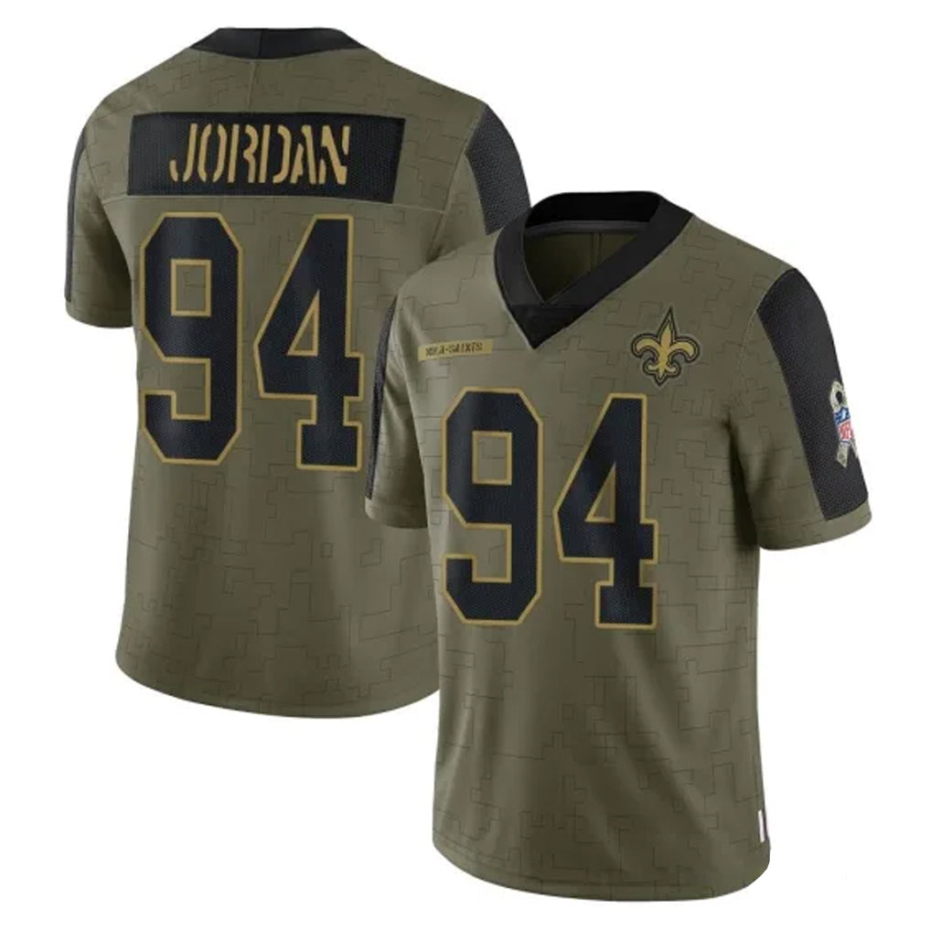 Blackjersey NO.Saints #94 Cameron Jordan Player Olive Salute To Service Limited Game Stitched Jerseys