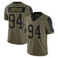 Blackjersey NO.Saints #94 Cameron Jordan Player Olive Salute To Service Limited Game Stitched Jerseys