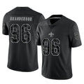 Blackjersey NO.Saints #96 Carl Granderson Player Black Limited Reflective Home Game Stitched Jerseys