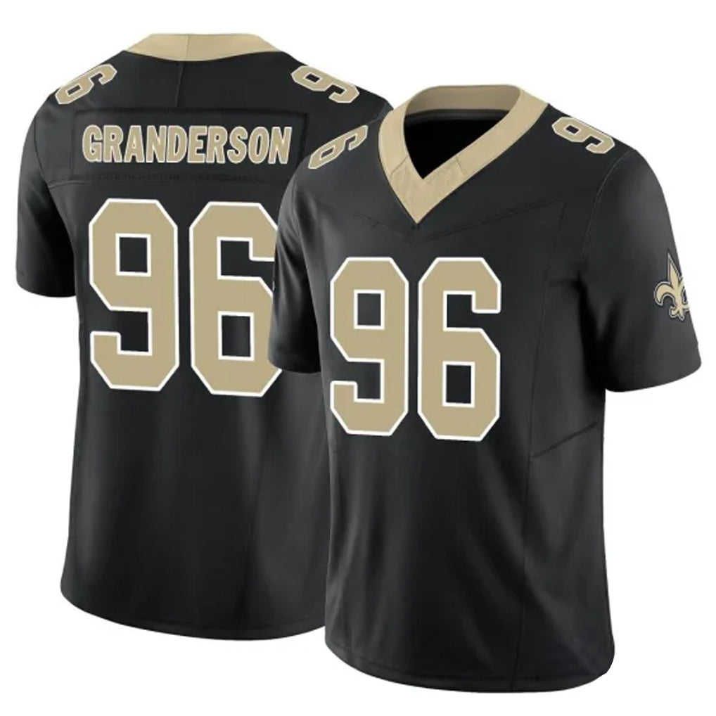 Blackjersey NO.Saints #96 Carl Granderson Player Black Limited Vapor F.U.S.E. Home Game Stitched Jerseys