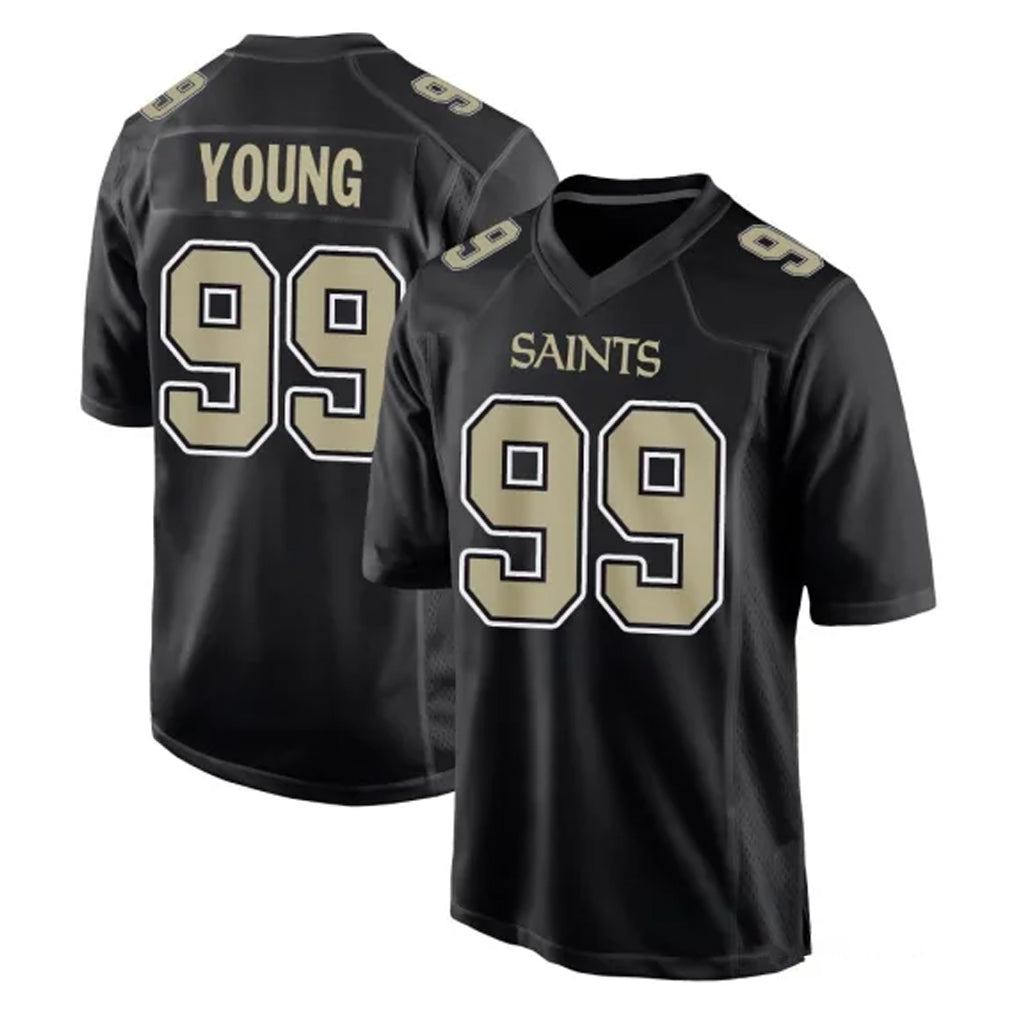 Blackjersey NO.Saints #99 Chase Young Player Black Carbon Fashion Home Game Stitched Jerseys