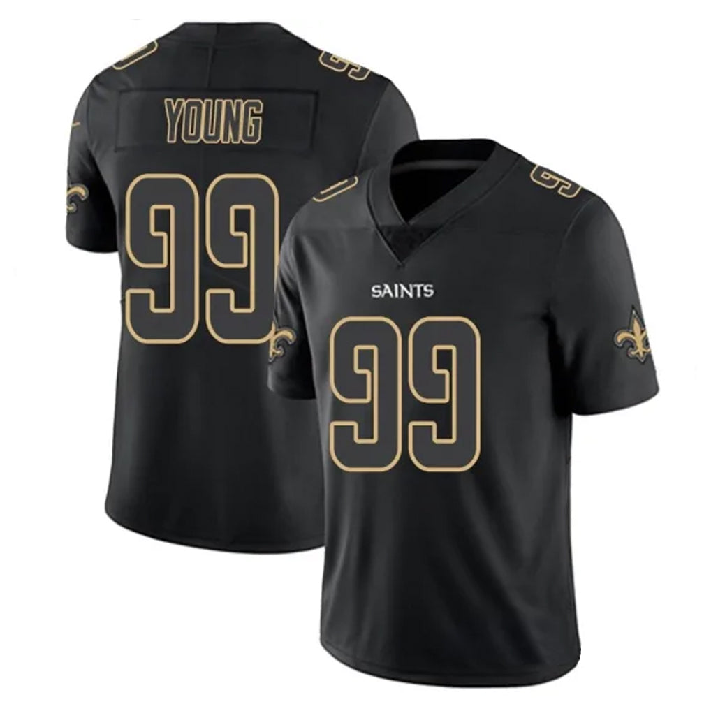 Blackjersey NO.Saints #99 Chase Young Player Black Impact Limited Home Game Stitched Jerseys