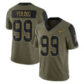 Blackjersey NO.Saints #99 Chase Young Player Olive Salute To Service Limited Game Stitched Jerseys