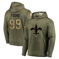 Blackjersey NO.Saints #99 Chase Young Player Olive Salute to Service Pullover Hoodies Home Game Stitched Jerseys