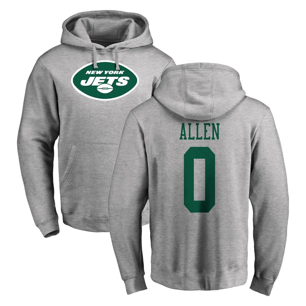 Blackjersey NY.Jets #0 Braelon Allen Player Gray LOGO Pullover Hoodies Limited Game Stitched Jerseys